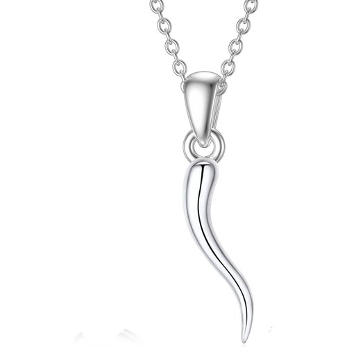 Sterling Silver Italian Horn Pendant Necklace
