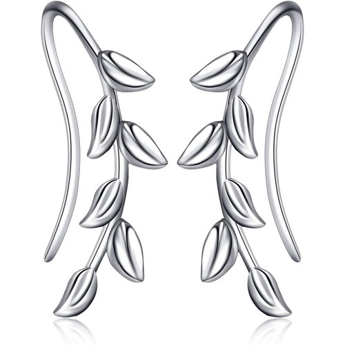 Sterling Silver Leaves Climber Earrings
