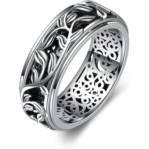 Sterling Silver Leaves Spinner Ring