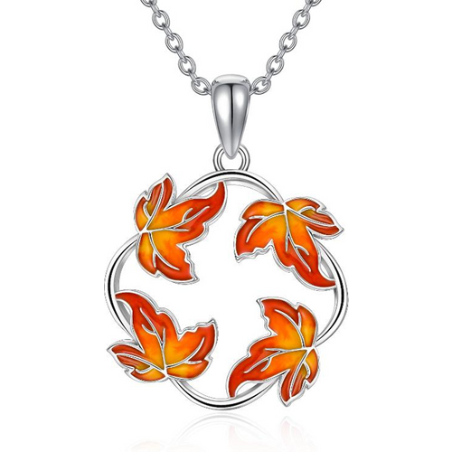 Sterling Silver Maple Leaf Pendant Necklace