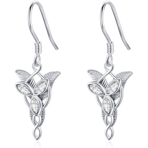 Sterling Silver Marquise Cubic Zirconia Lord of the Rings Arwen Evenstar Drop Earrings
