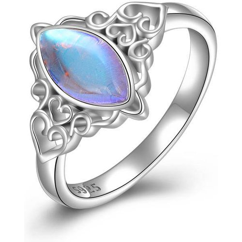 Sterling Silver Marquise Shaped Moonstone Celtic Knot Ring