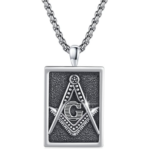 Sterling Silver Masonic Symbol Pendant Necklace