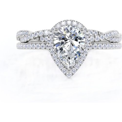Sterling Silver Moissanite Drop Shape Engagement Ring
