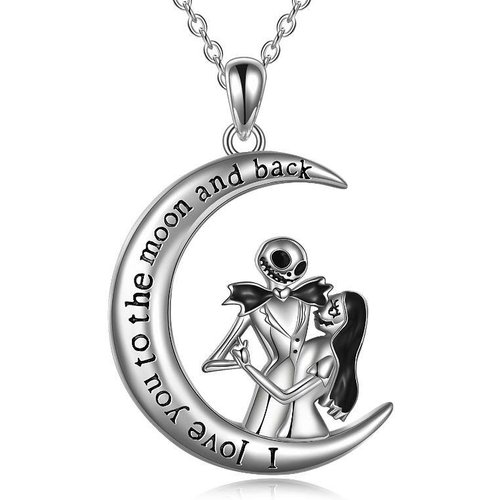 Sterling Silver Moon Pendant Necklace with Engraved Word