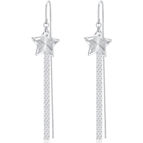 Sterling Silver Star Drop Earrings for Women