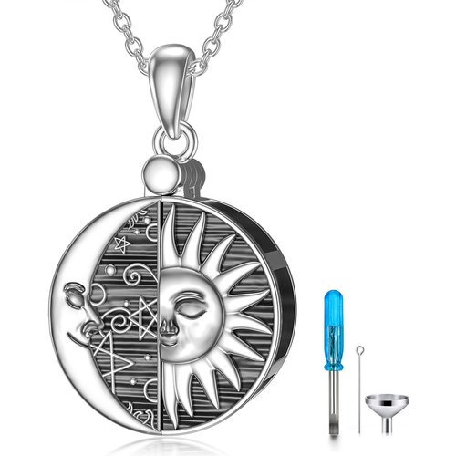 Sterling Silver Moon & Sun Urn Necklace for Ashes