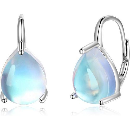 Sterling Silver Moonstone Drop Shape Lever-back Earrings