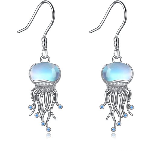 Sterling Silver Moonstone Jellyfish Drop Earrings