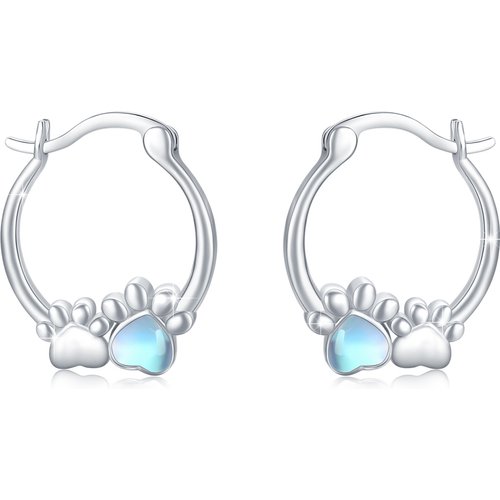 Sterling Silver Moonstone Paw Stud Earrings