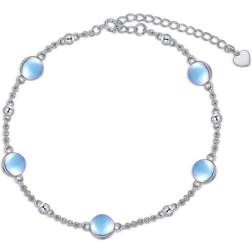 Sterling Silver Moonstone Single Layer Anklet