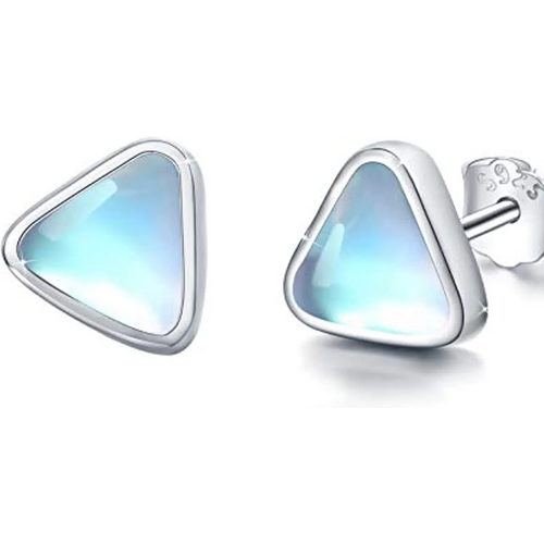 Sterling Silver Moonstone Triangle Stud Earrings for Women Kids