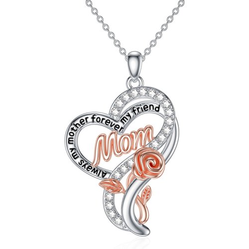 Sterling Silver Mother Pendant Necklace with Engraved Word
