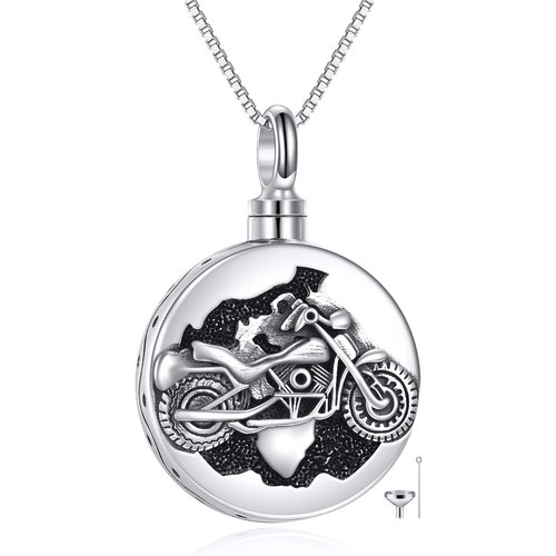 Sterling Silver Motorcycles Urn Necklace for Ashes