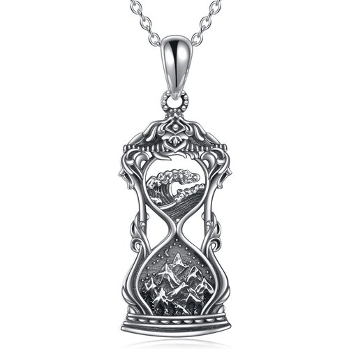 Sterling Silver Mountains & Spray Pendant Necklace