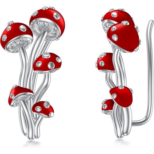 Sterling Silver Mushroom Climber Earrings