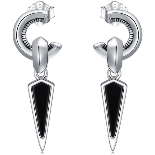 Sterling Silver Obsidian Square Stud Earrings