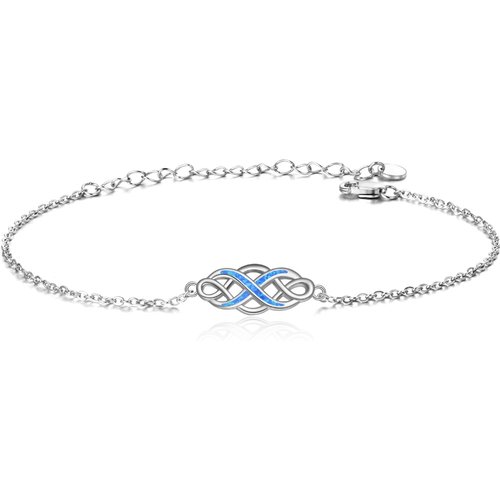 Sterling Silver Opal Celtic Knot Charm Bracelet