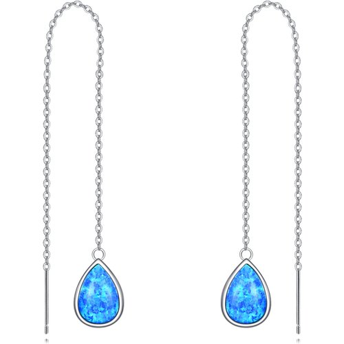 Sterling Silver Opal Drop Earrings For Women