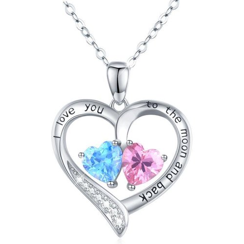 Sterling Silver Cubic Zirconia & Opal Heart Pendant Necklace