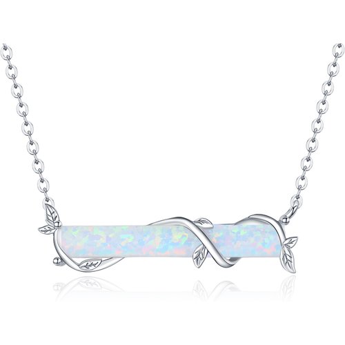 Sterling Silver Opal Ivy Bar Necklace