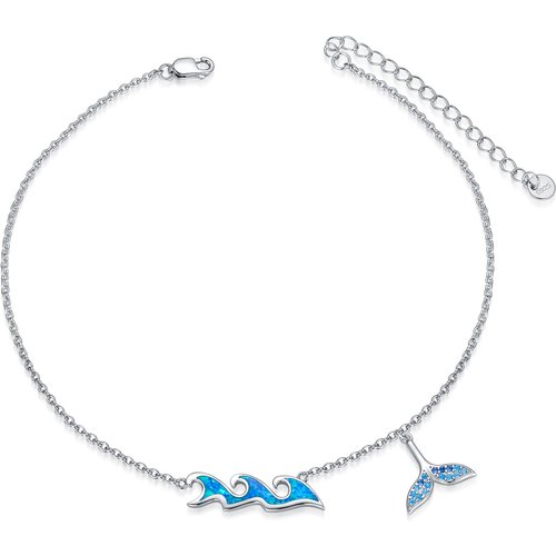 Sterling Silver Opal Mermaid Single Layer Charm Anklet
