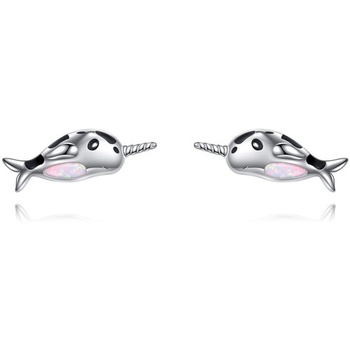 Sterling Silver Opal Narwhal Stud Earrings