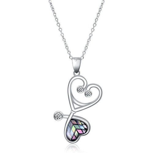 Sterling Silver Opal Stethoscope Pendant Necklace