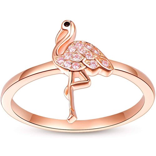 Sterling Silver with Rose gold plated Flamingo Ring