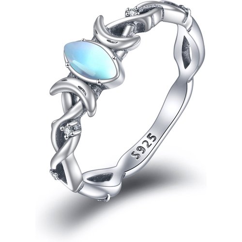 Sterling Silver Oval Moonstone Moon Ring