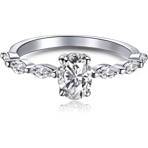 Sterling Silver Marquise Cubic Zirconia Engagement Ring For Women