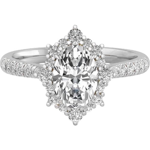 Sterling Silver Oval Shaped Moissanite Personalized Engraving Engagement Ring