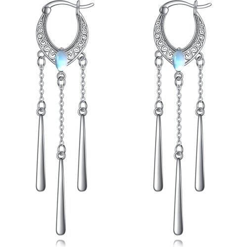 Sterling Silver Oval Moonstone Drop Earrings For Women Best Friends