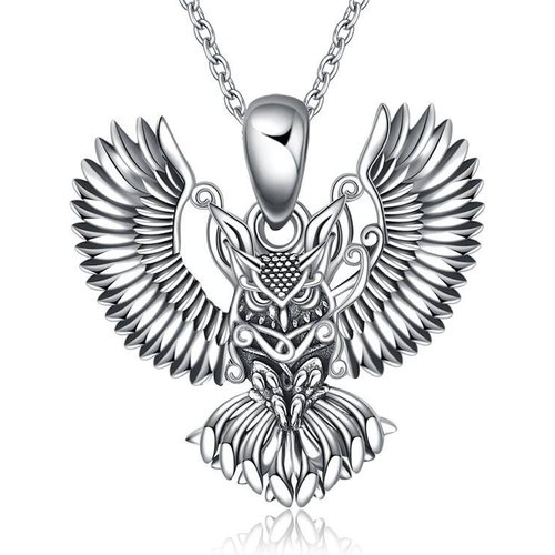 Sterling Silver Owl Pendant Necklace