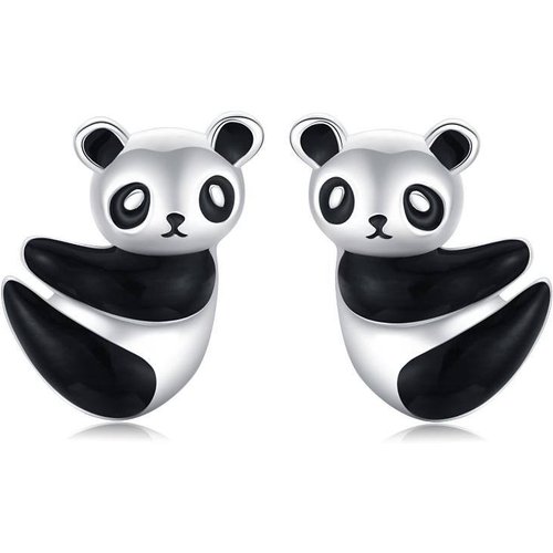Sterling Silver Panda Stud Earrings