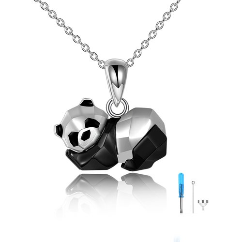 Sterling Silver Panda Urn Necklace for Ashes