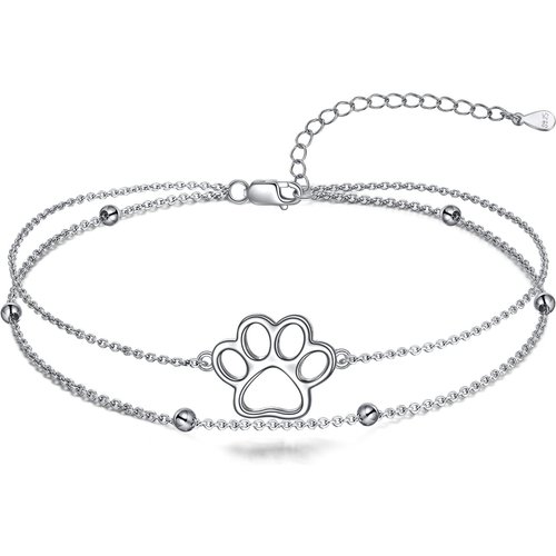 Sterling Silver Paw Multi-layered Anklet