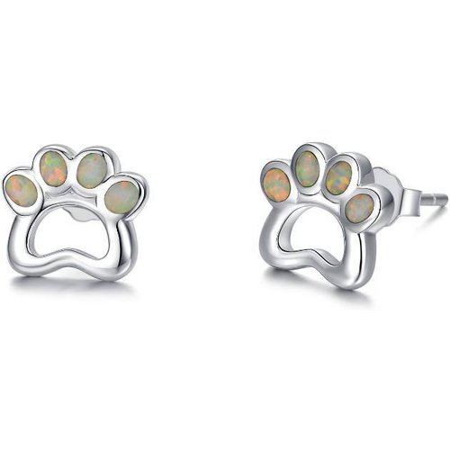Sterling Silver Opal Paw Stud Earrings