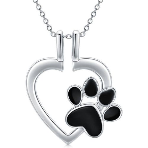 Sterling Silver Paw & Ring Holder Pendant Necklace