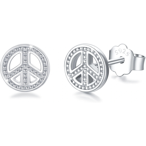 Sterling Silver Peace Symbol Stud Earrings