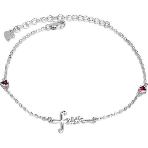 Sterling Silver Cubic Zirconia Heart Charm Bracelet