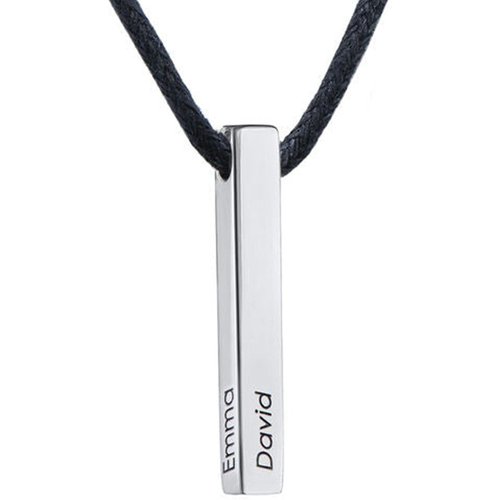 Sterling Silver Customized Engraving Bar Necklace For Women Men