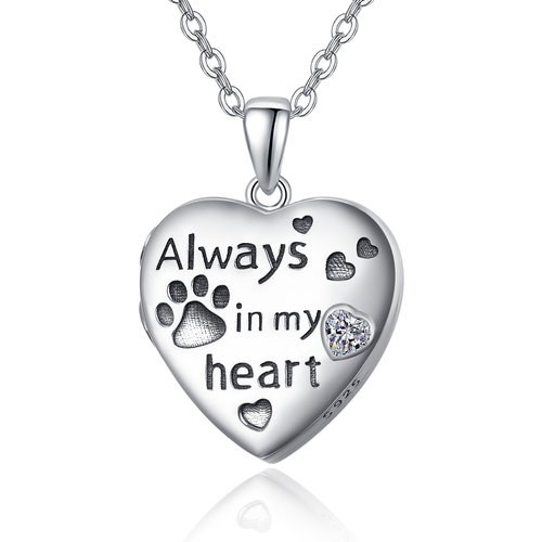 Sterling Silver Personalized Photo Locket Necklace With Engraved Word For Women