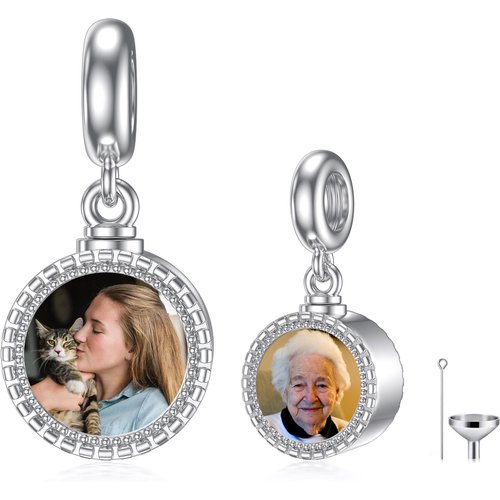 Sterling Silver Personalized Photo Urn for Ashes Dangle Charm