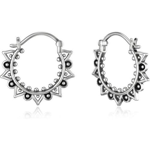 Sterling Silver Lotus Hoop Earrings