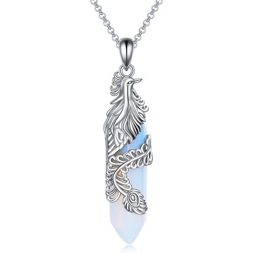Sterling Silver Phoenix Crystal Pendant Necklace