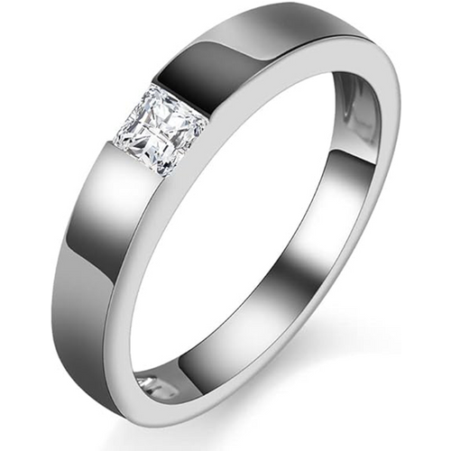Sterling Silver Princess-square Shaped Moissanite Engagement Ring for Men