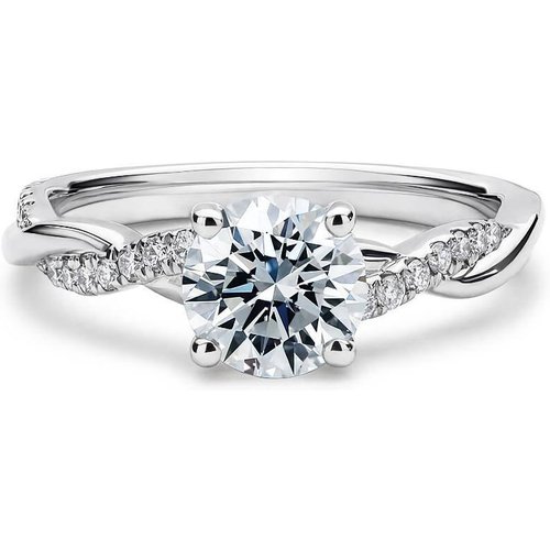 14K White Gold Princess Shaped Moissanite Personalized Engraving Engagement Ring