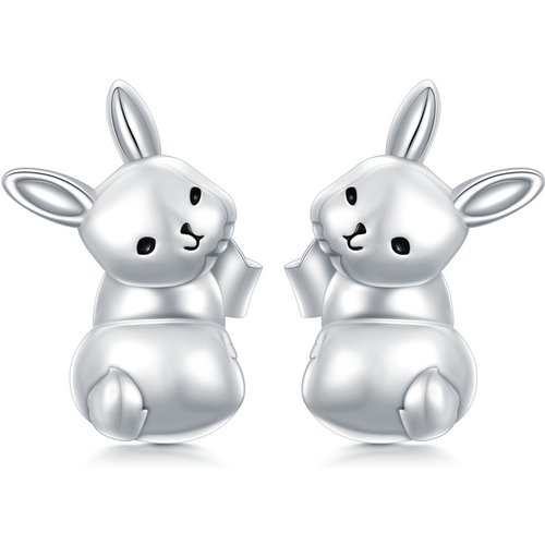 Sterling Silver Rabbit Stud Earrings