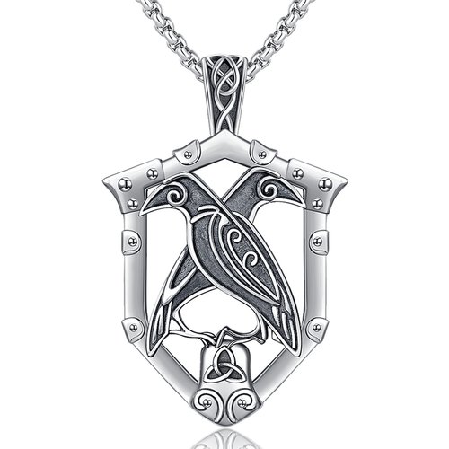 Sterling Silver Raven Pendant Necklace